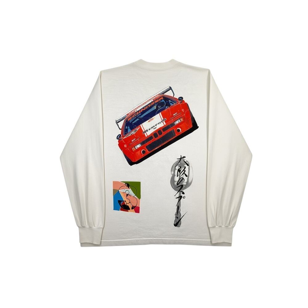 Airbrush Art In Japan Long Sleeve Cotton Graphic T-Shirt White Men's Size M - Picture 2 of 10